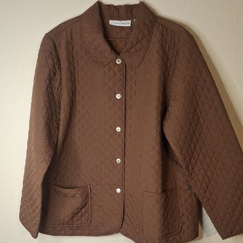 Sag Harbor Brown Quilted Jacket size large
